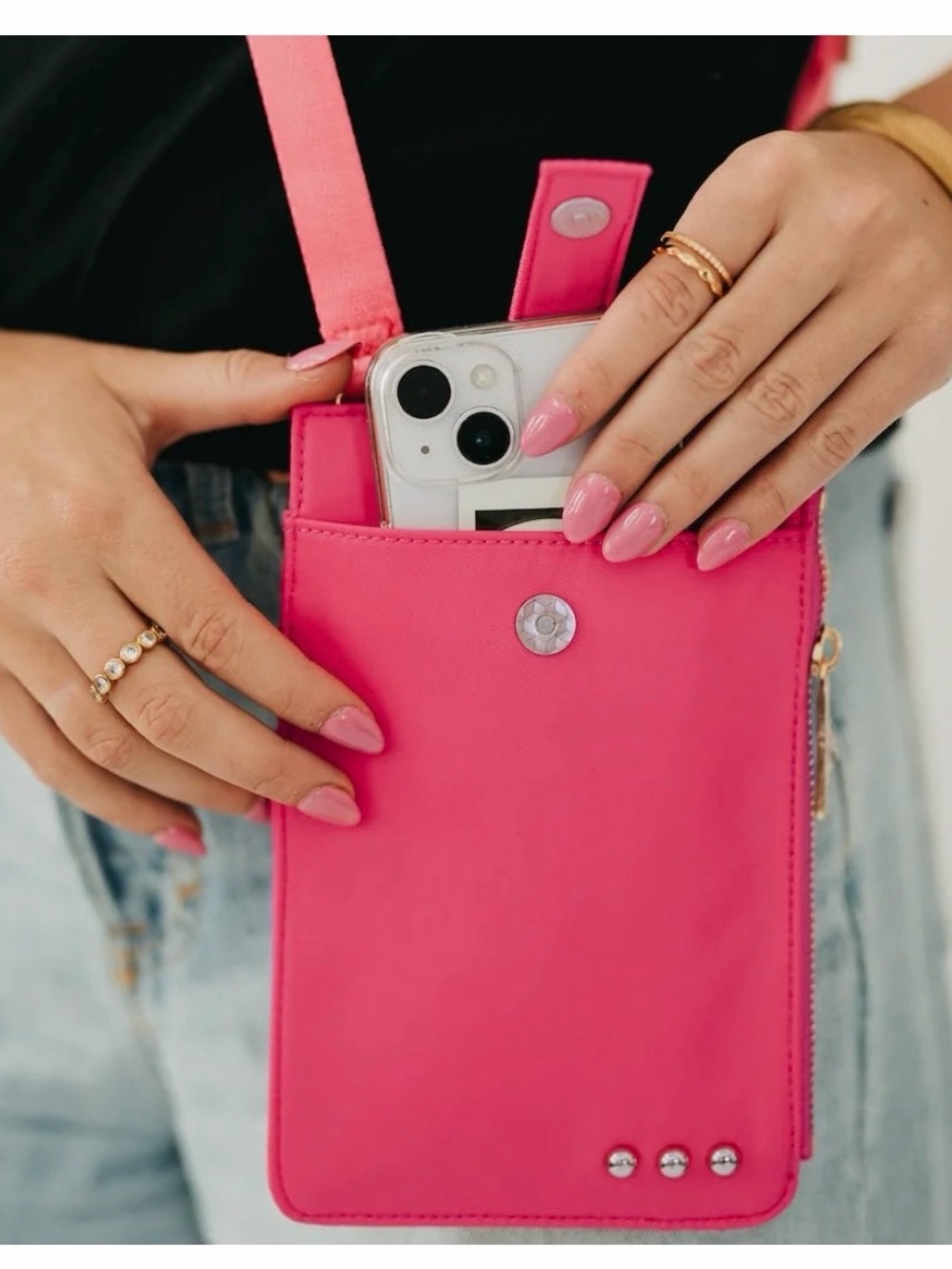 Watermelon Pink Phone/card Crossbody Pouch